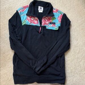 Simply Southern Black and Pink Zip Up Top